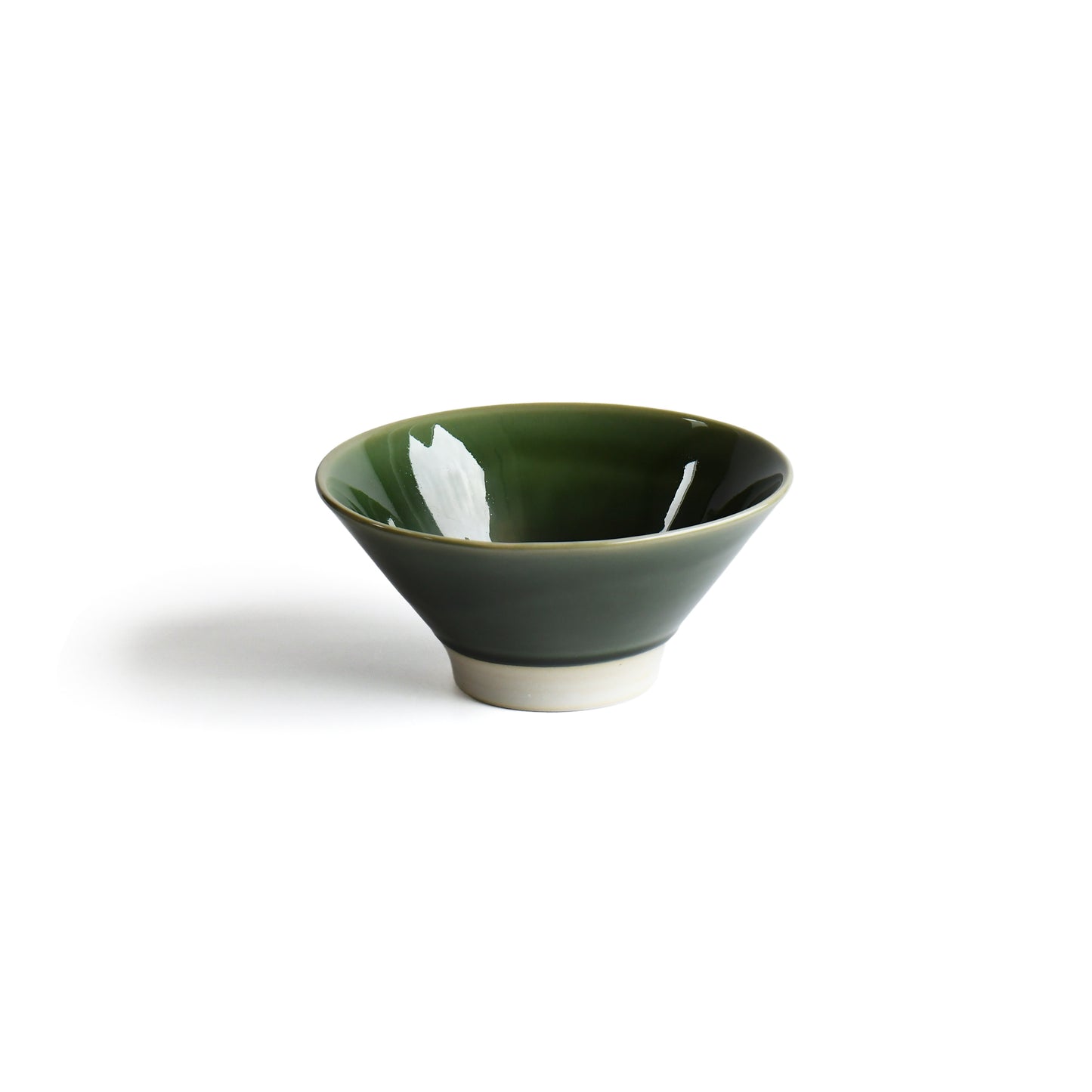 Suiran handcrafted Japanese bowl with a deep emerald green glaze and gently flared silhouette