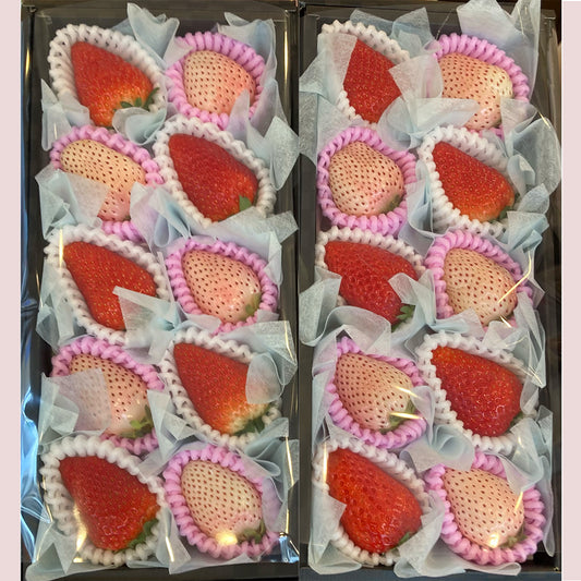 There are white strawberries and red strawberries in Japan. 
