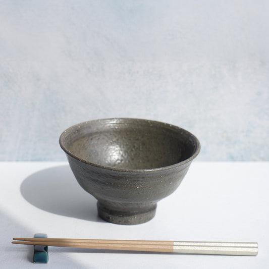 Suiseki Kurotsuchi Rice Bowl by Takeshi Honda