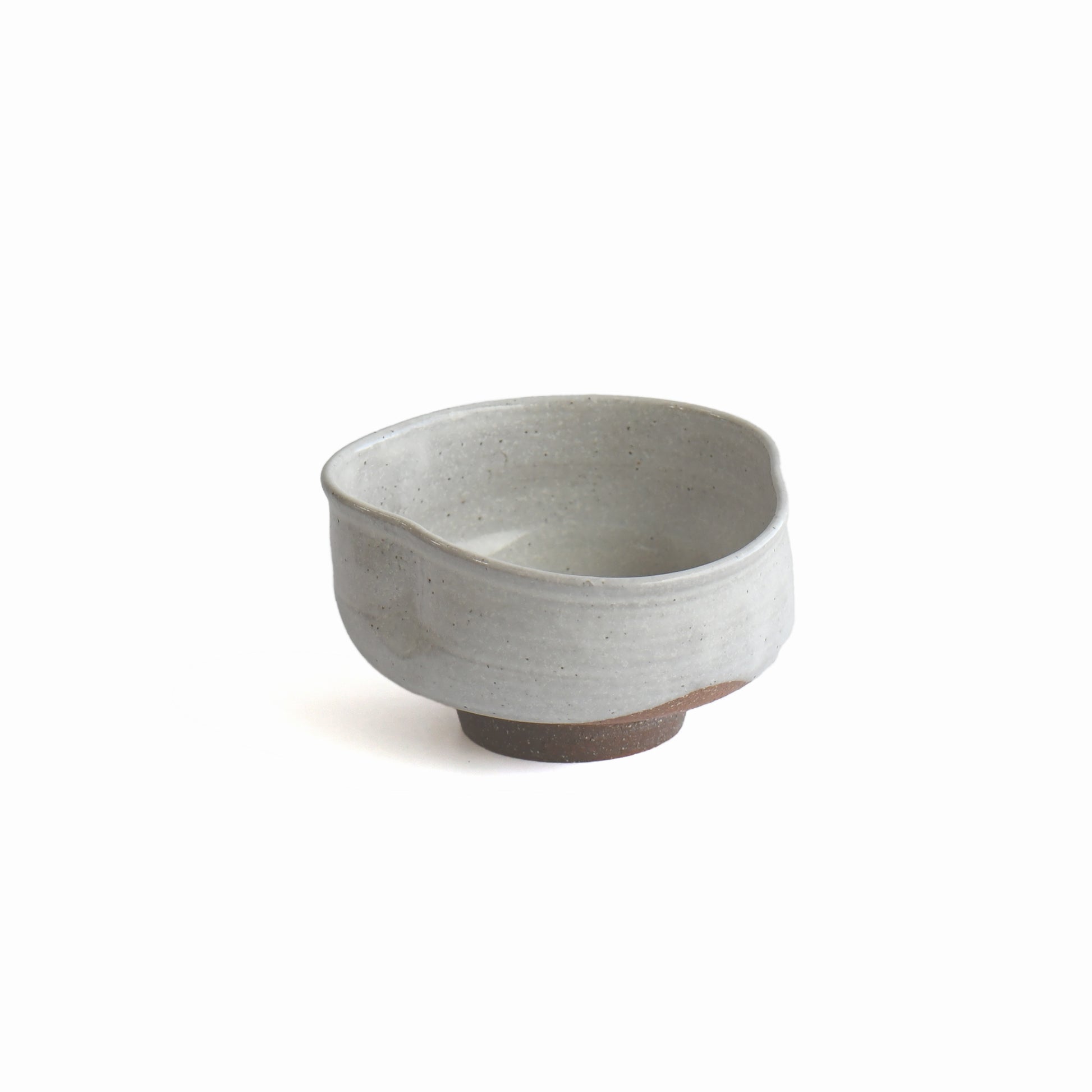 Front view of white kohiiki matcha bowl throwing by hand