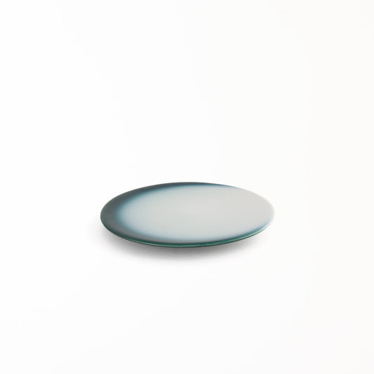 Shallow white dessert plate Joshua Blue Premium with deep blue moon shaped crescent