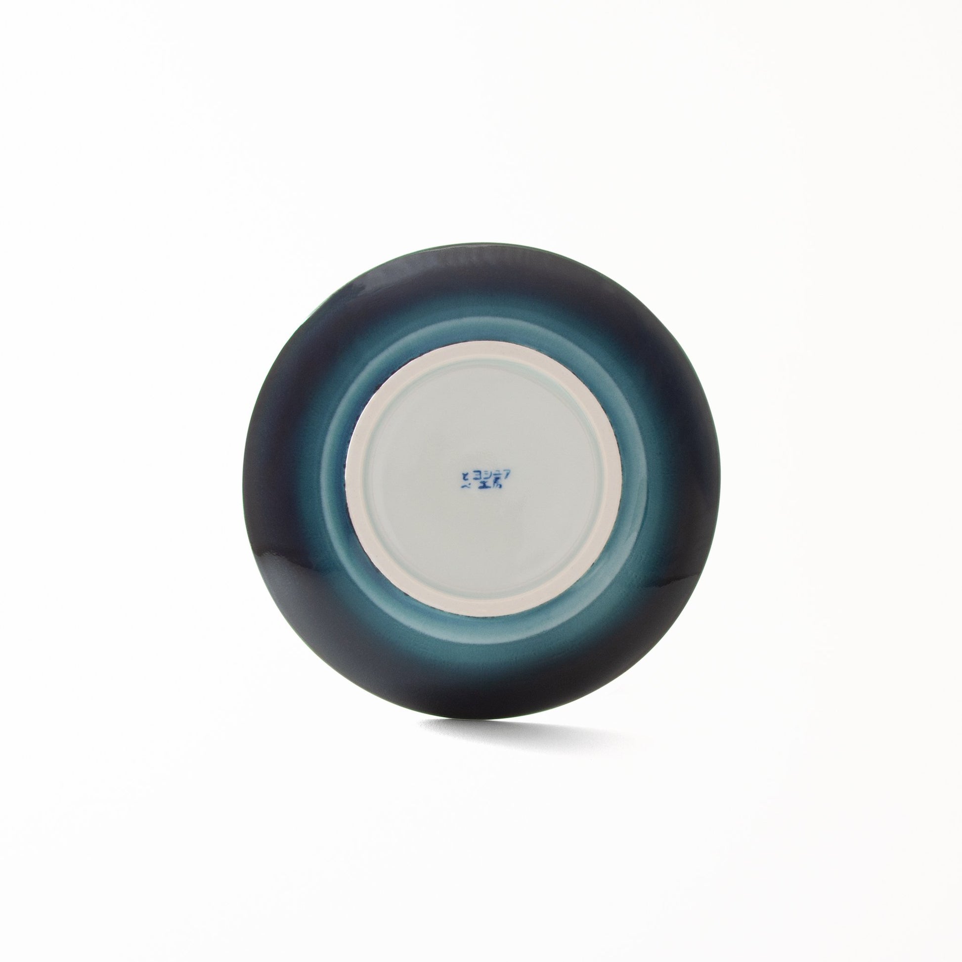 Japanese salad plate Shima White Takenishi’s Studio signature on bottom surrounded by blue-white gradient
